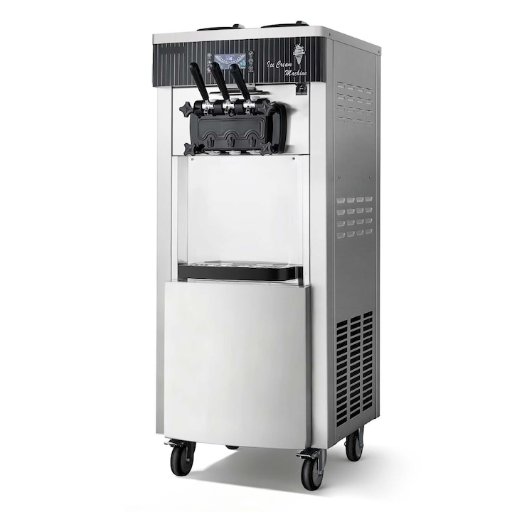 Masina de inghetata comerciala VEVOR, 20-28L/H, 2200W, 3 arome, 2 x 6L, dimensiuni 21.06x28x53.5 in