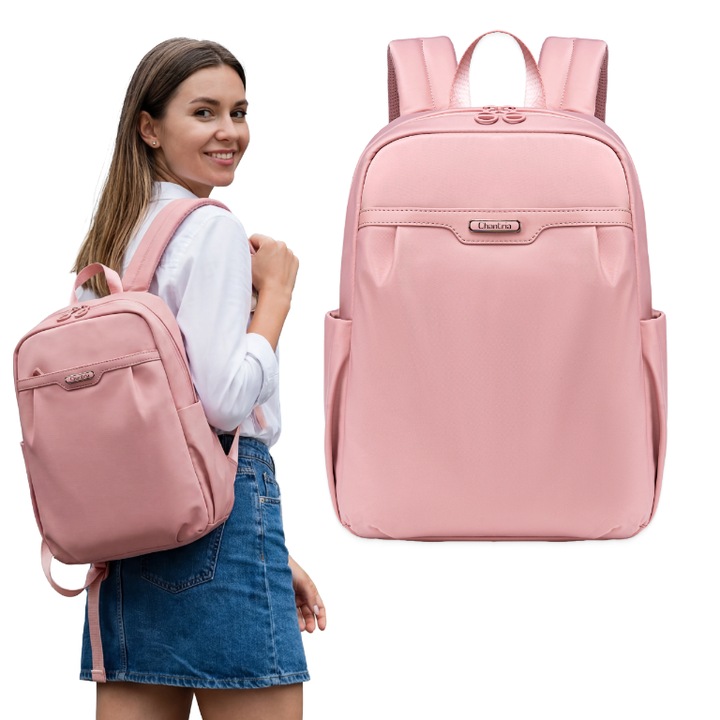 Rucsac urban Chantria, roz pudra, 9.8L, 37x10x26.5cm