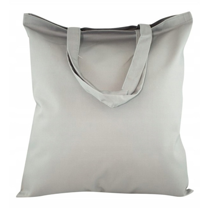 Geanta de cumparaturi, Allbag, bumbac, gri, 38x42cm, 220g, manere scurte