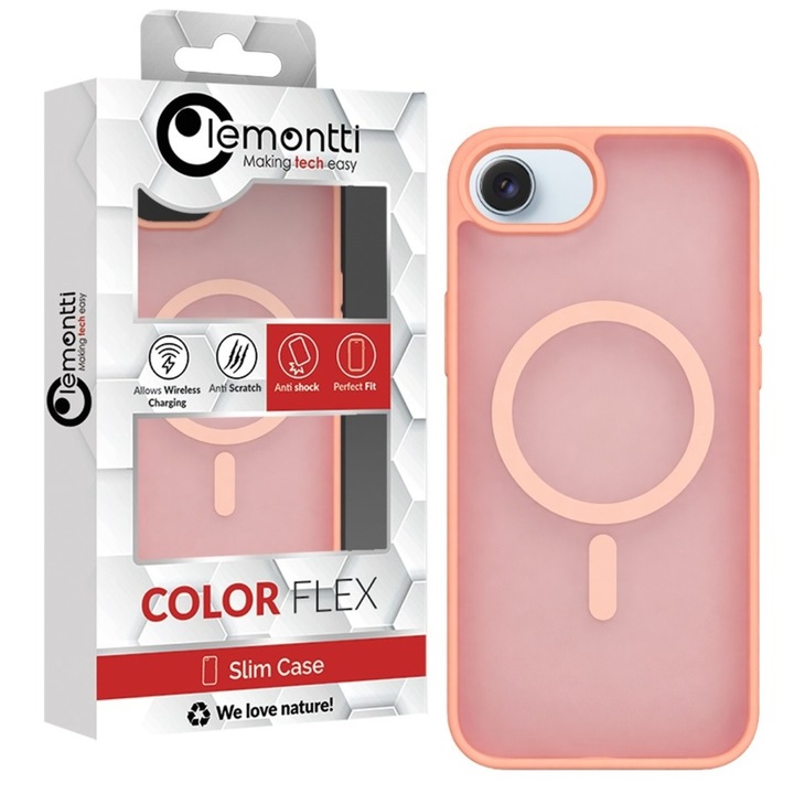 Husă Lemontti EliteGuard Magsafe pentru iPhone 17e / 16e, Portocalie, TPU, design subțire