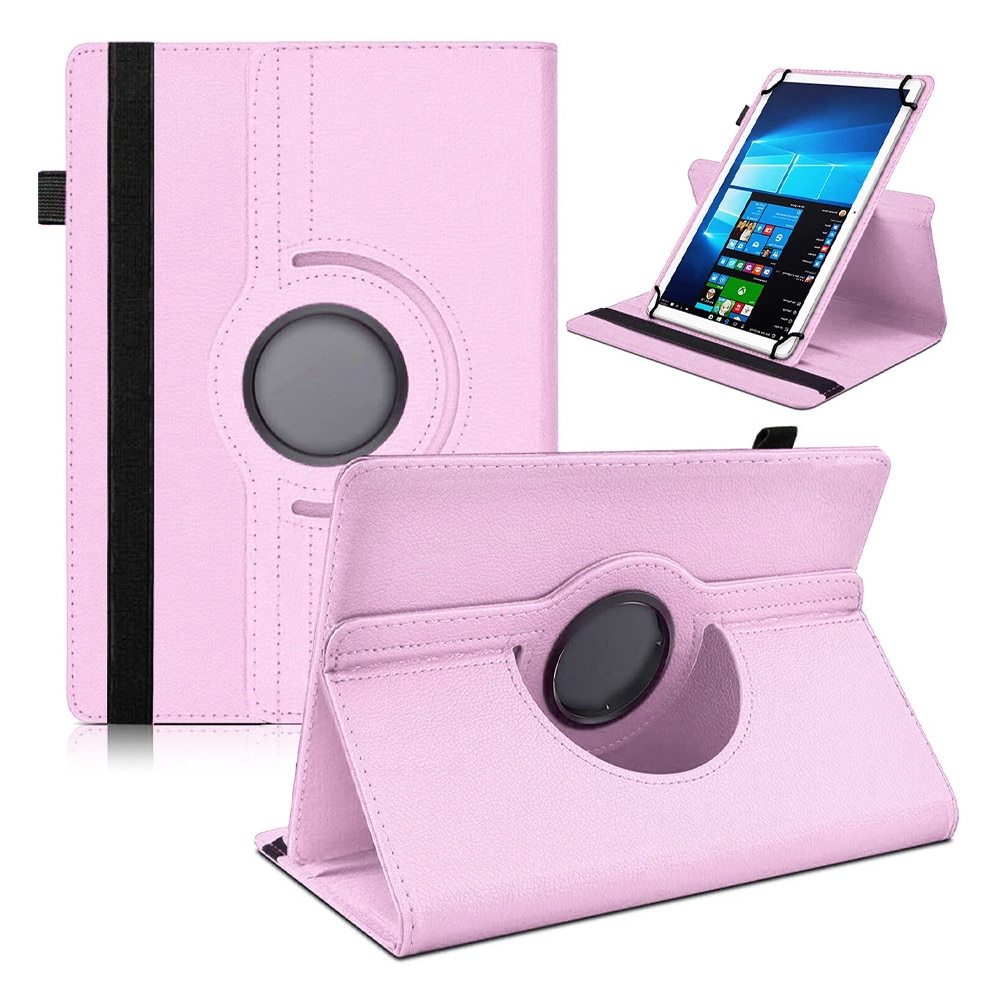 Husa Rotativa Tableta pentru Acer Iconia Tab A10 10.1, Stand Portret si Landscape, Inchidere Sigura, Prindere Elastica, Smart Design, Universala de 10, Roz