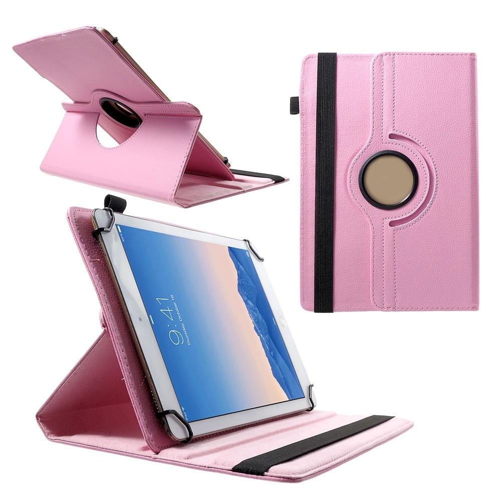 Husa Rotativa Tableta pentru Acer Iconia Tab A10 10.1, Stand Portret si Landscape, Inchidere Sigura, Prindere Elastica, Smart Design, Universala de 10, Roz