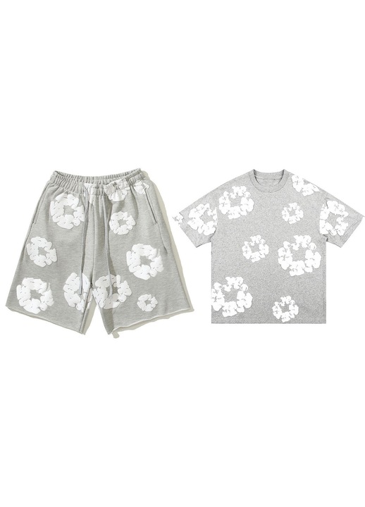 Set pantaloni/tricou barbati, Gri/Alb, 2XL INTL