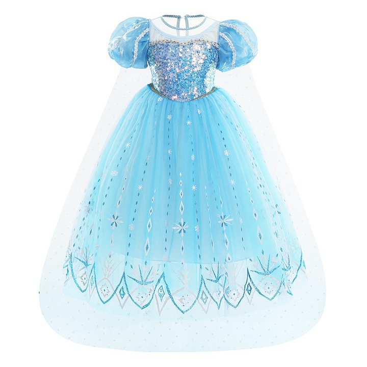 Rochie de printesa Elsa Frozen, costum de cosplay, maneci scurte, 120cm