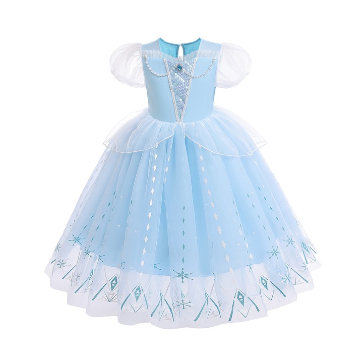 Costum Frozen Elsa pentru fete, rochie handmade cu margele, 150cm
