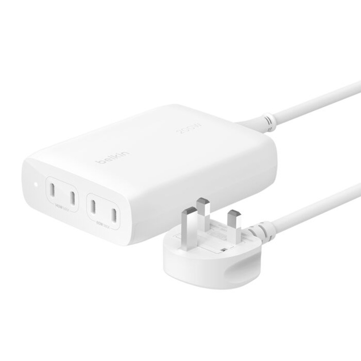 Incarcator Belkin BOOST CHARGE™ PRO cu 4 porturi USB-C GaN, 200W
