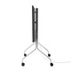 TV állvány kerekekkel, univerzális Pedestal, Moon Rollin' Regular, 40"-60" (101-152 cm) képátlóhoz, maximális terhelhetőség 50 kg, forgatható és csúszásmentes kerekek, könnyen összeszerelhető, szatén rozsdamentes acél, skandináv design, króm