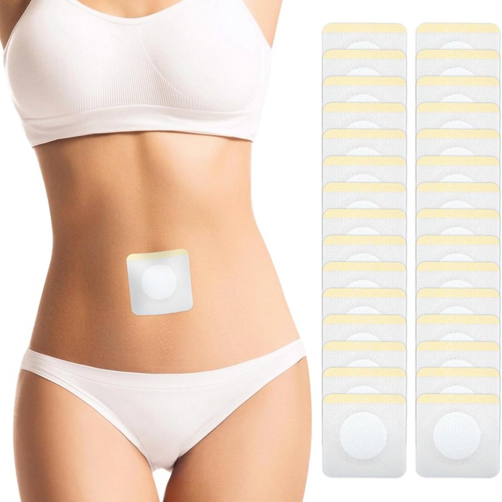 Plasturi abdominali din bumbac organic, autocolante, absorbtie ridicata, impermeabili, set de 30, 7x7cm