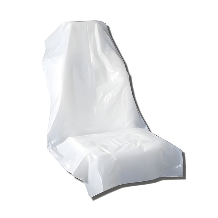 Set 5 Huse Scaun Auto Unica Folosinta, FONIX ServicePro, Polietilena Impermeabila, Universale, 135x80cm, Protectie Tapiterie, Anti-Pete, Ulei, Lichide, Murdarie, Alb