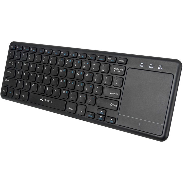 Tastatura fara fir Triadyn ERIS, cu touchpad, 2.4GHz, slim, negru