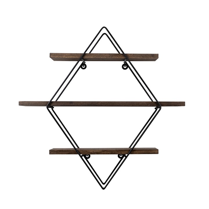 Timeless Tools Fém polc rombusz 60x40x15cm, fekete-dió