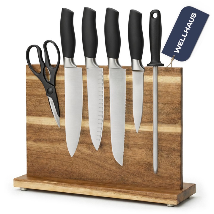 Mágneses késtartó WELLHAUS, kétoldalas, fa