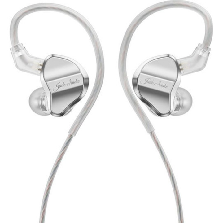 Casti FiiO JadeAudio JD1, Driver Dinamic de 10MM LCP, Hi-Fi Res, cablu USB-C Dac incorporat cu microfon HD, Argintiu