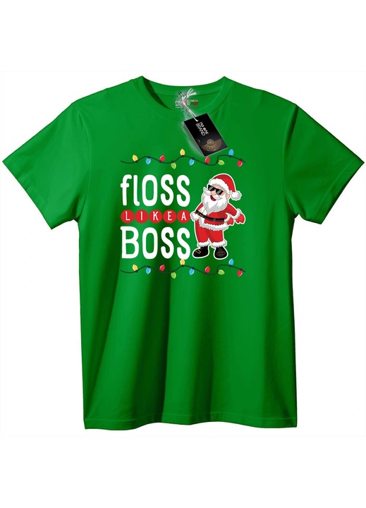 Tricou Floss Like a Boss Moș Crăciun, Verde