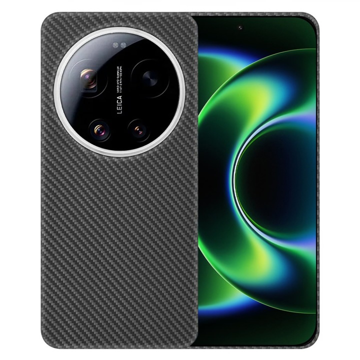 Husa pentru Xiaomi 17 Ultra din fibra armid, Super Slim, Magsafe, set cu sticker, Aramid Fibe Magsafe, Negru