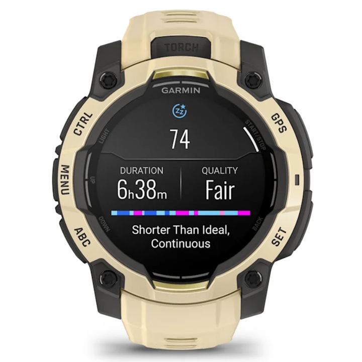 Smartwatch Garmin Instinct 3, 45 mm, AMOLED, GPS, Android/iOS, Citrine cu curea silicon citrine