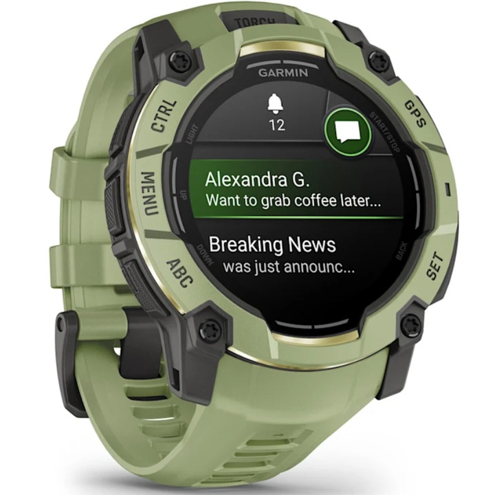 Smartwatch Garmin Instinct 3, 50 mm, AMOLED, GPS, Android/iOS, Fern green cu curea silicon fern green