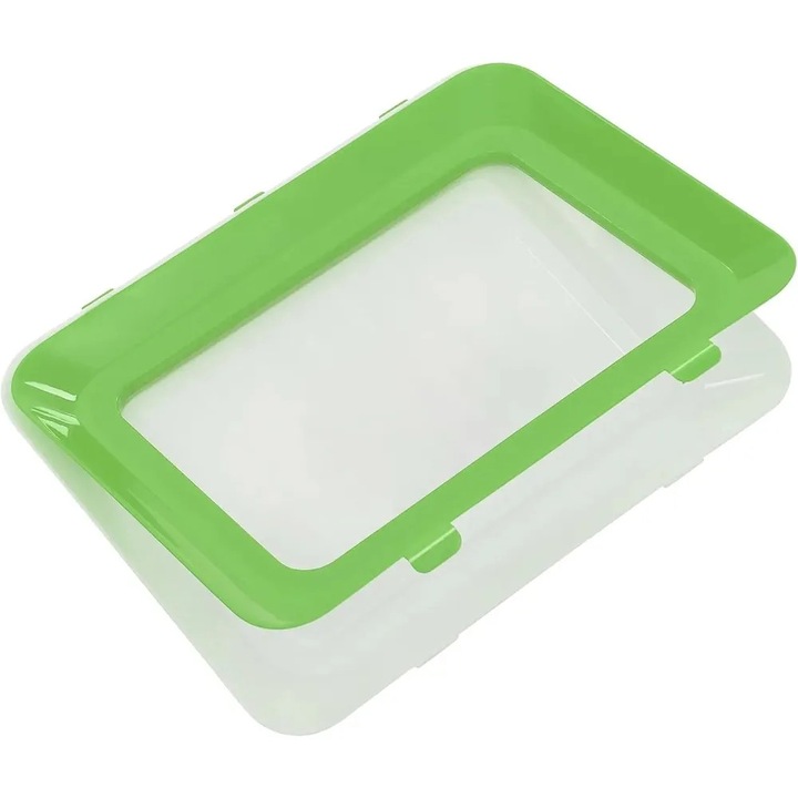 Set 6 cutii depozitare alimente, dreptunghiulare, polipropilena, verde, 30, 4x22, 8x2, 8cm