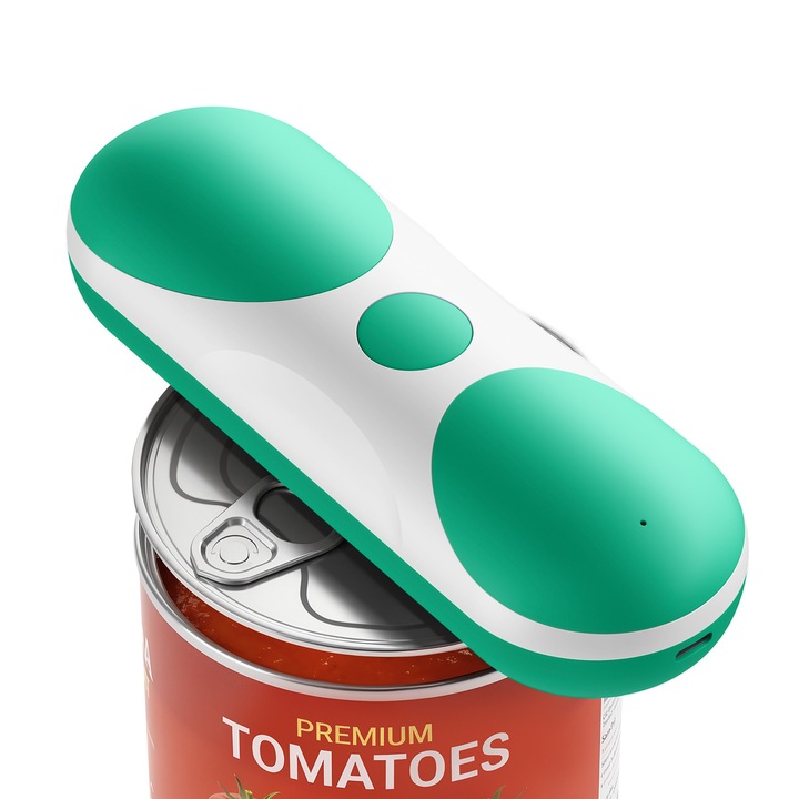 Deschizator electric de conserve UWOT, 13000 rpm, 1200 mA, 4, 2 V, port Type-C, 180 × 61 × 42 mm, Verde-alb, operare cu o singura apasare, deschide orice conserva, deschidere imediata in 20 de secunde