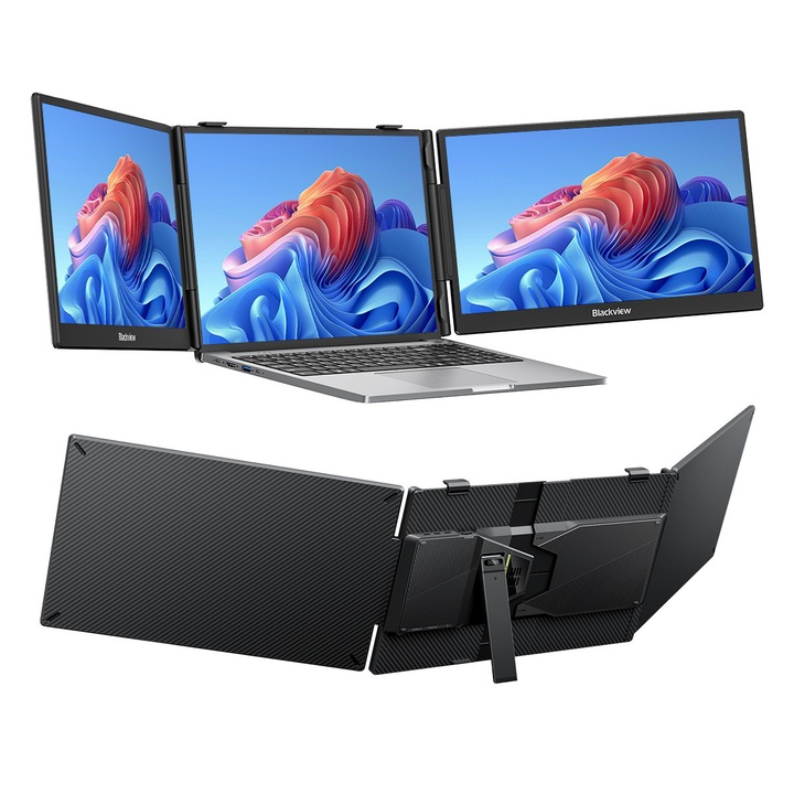 Monitor Extensibil Blackview 14 inch, 1920x1080, USB-C, Gris
