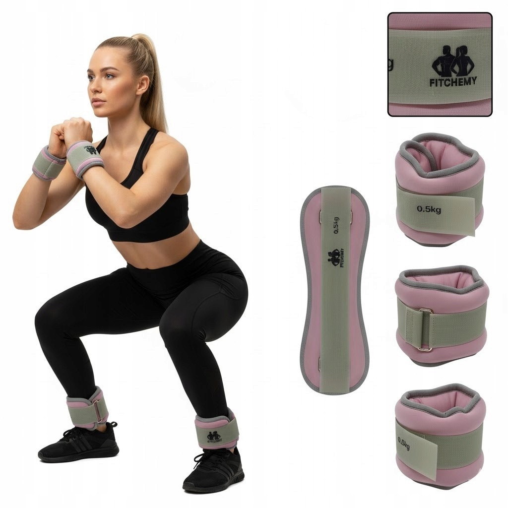 Set greutati fitness 2x0,5kg, Fitchemy, roz, 27x9cm - eMAG.ro
