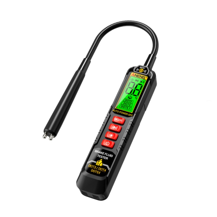 Tester lichid frana ANENG BF01, detector umiditate DOT3 DOT4 DOT5.1, alarma sonora si LED, verificare rapida lichid frana