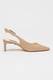 NINE WEST, Pantofi de piele cu varf ascutit si toc Essie, Bej roscat