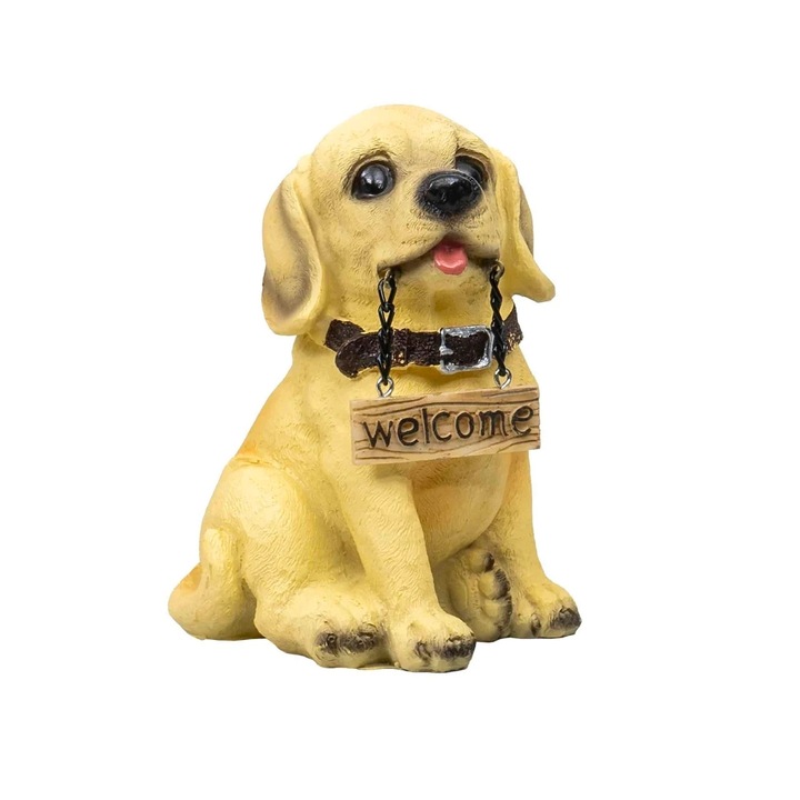 Decoratiune gradina model catel din rasina, 14 cm inaltime, design vintage