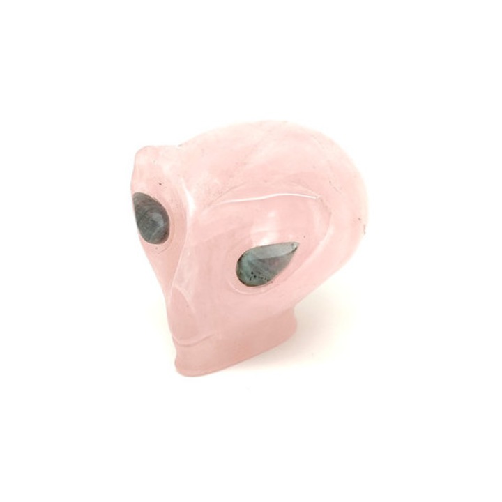 Извънземна глава розов кварц лабрадорит 8см