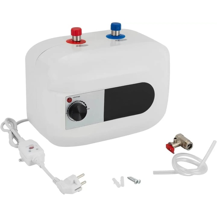 Boiler electric mini 6 L, 1500 W, 30-65 C reglabil, Otel inoxidabil, Alb