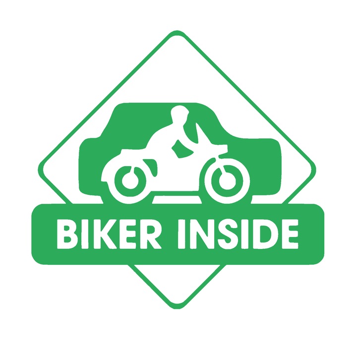 Sticker auto rezistent, biker inside, verde, 17x16cm