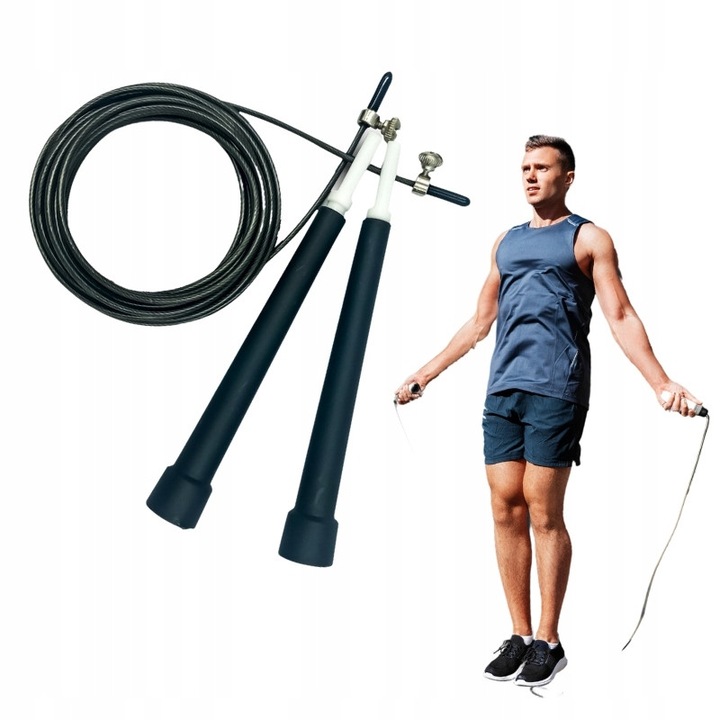 Corzi sarituri Allbag, ajustabila, cu rulmenti, metalica, 300cm, neagra