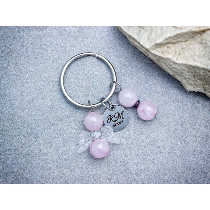 Breloc Îngerul Iubirii cu cuarț roz