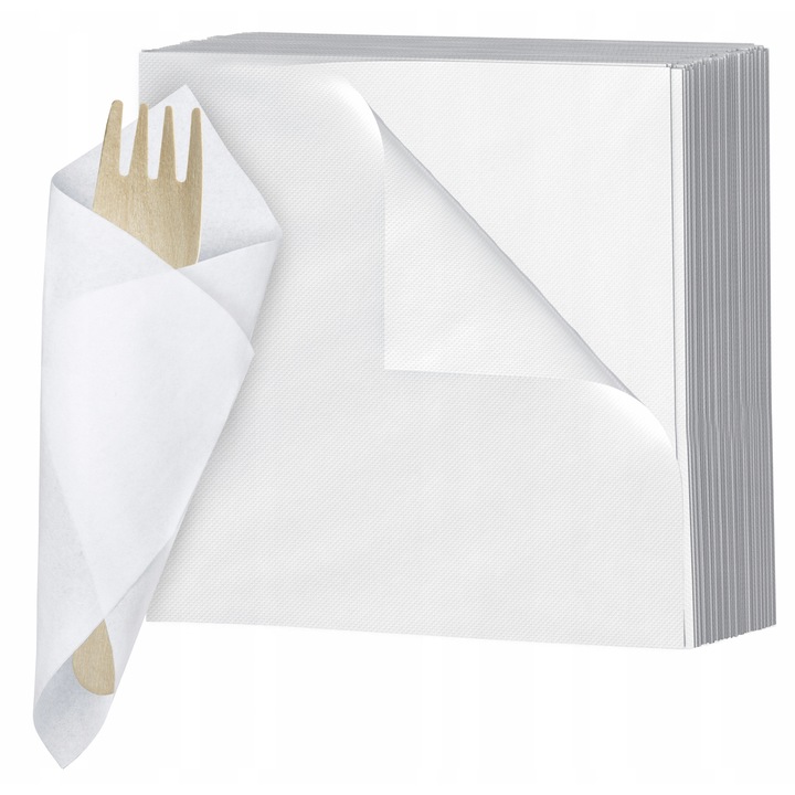 Servetele de hartie Allbag, 500 bucati, 15x15cm, albe