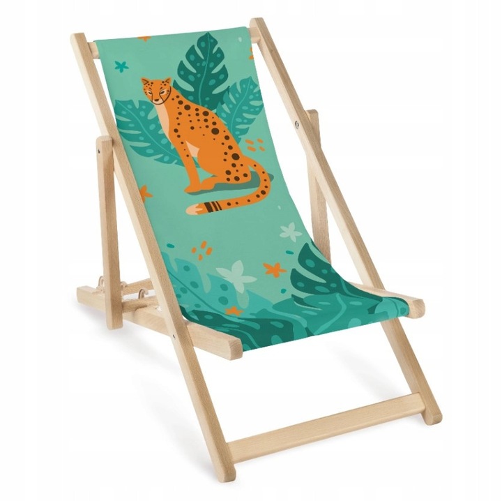 Lezak copii Allbag, verde, din lemn, reglabil, 95x46,5cm, pentru copii pana la 120cm