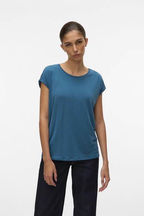 Vero Moda, Tricou din amestec de lyocell Ava, Albastru petrol