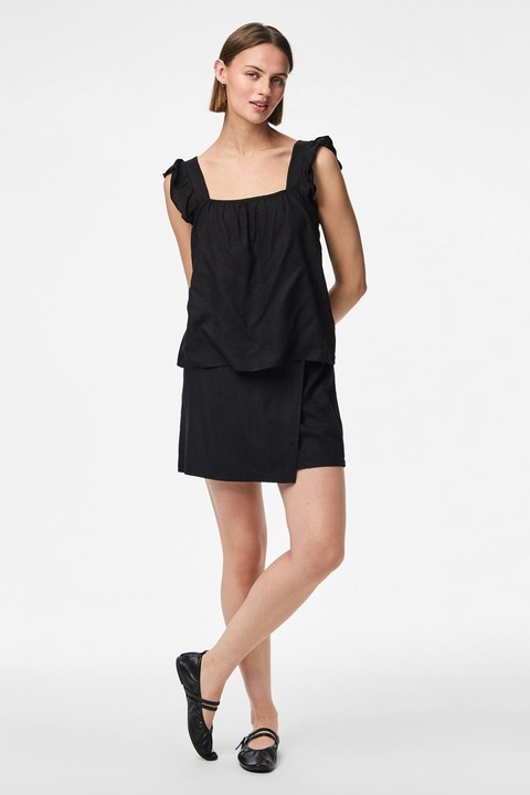 Pieces, Bluza din amestec de in, Negru