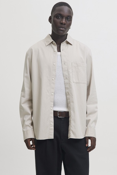 Jack & Jones, Lyocell- és pamuttartalmú ing, Homokbarna