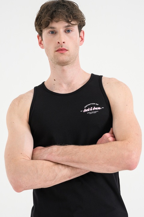 Jack & Jones, Памучен топ Brandon с лого, Черен
