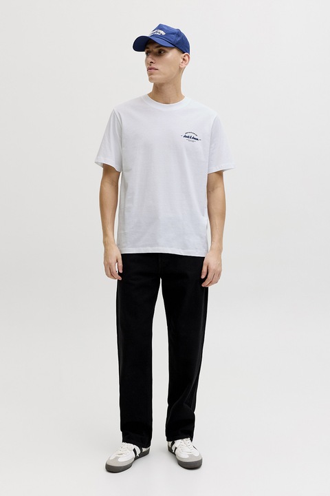 Jack & Jones, Kerek nyakú pamutpóló logóval, Fehér