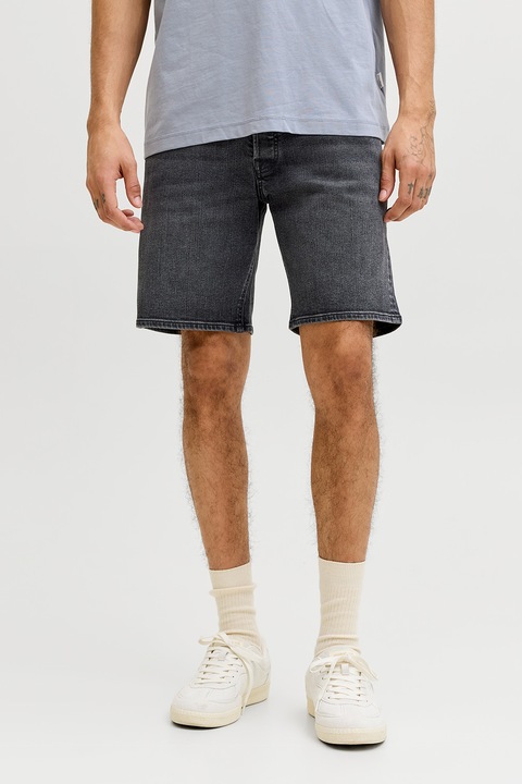 Jack & Jones, Blugi scurti cu model uni, Gri inchis