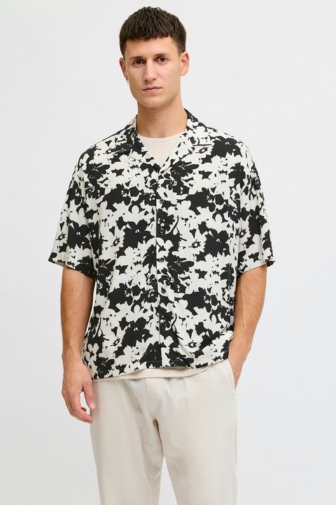 JJ Rebel, Rövid ujjú mintás ing, Fehér/Fekete