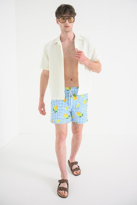 Jack & Jones, Mintás fürdőnadrág, Sárga/Türkiz