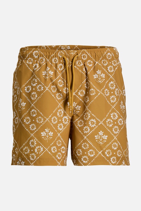 Jack & Jones, Mintás fürdőnadrág, Sáfránysárga
