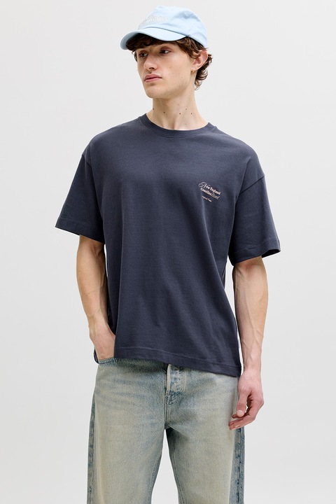 Jack & Jones, Kerek nyakú hátul mintás póló, Tengerészkék
