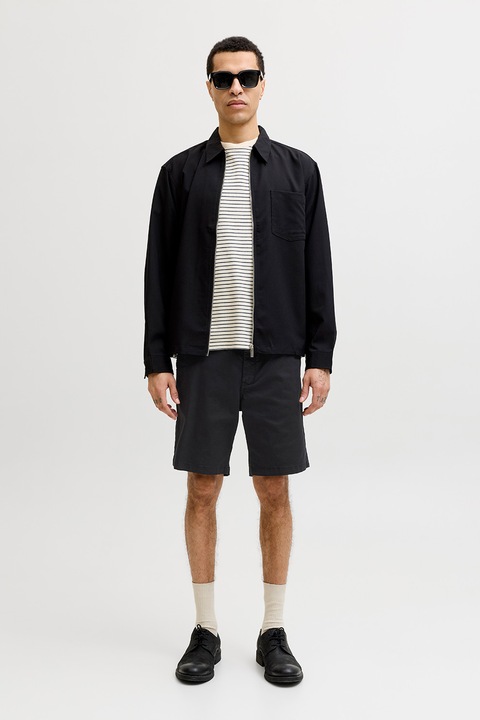 Jack & Jones, Pantaloni scurti chino din amestec de bumbac organic cu talie medie, Negru, M