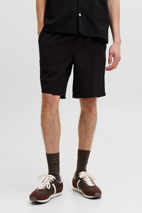 Jack & Jones, Relaxed fit texturált rövidnadrág, Fekete