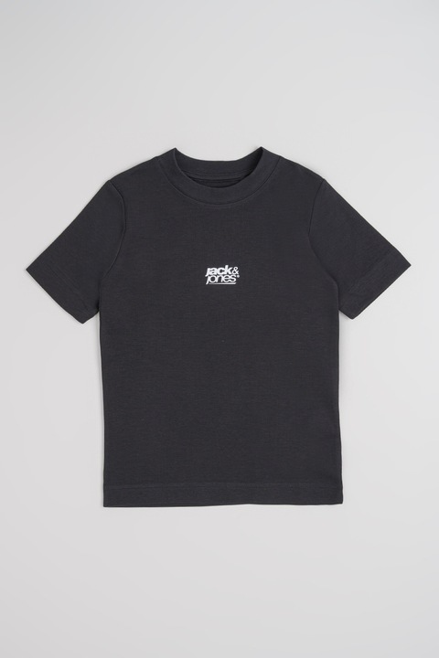 Jack & Jones, Mintás pamutpóló logóval, Fekete