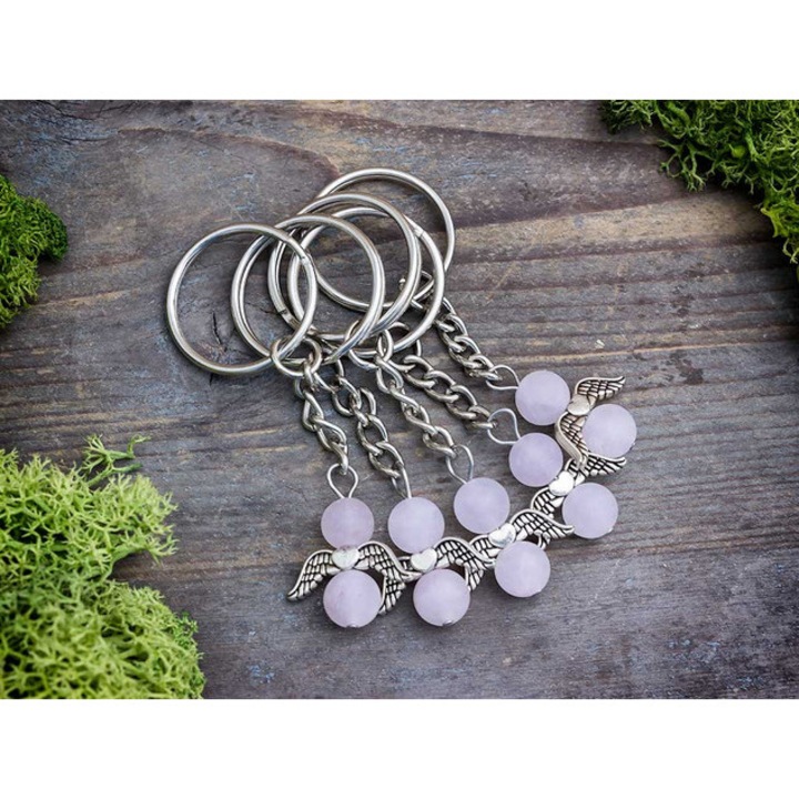 Breloc înger visător cu cuarț roz, pachet de 25 bucăți