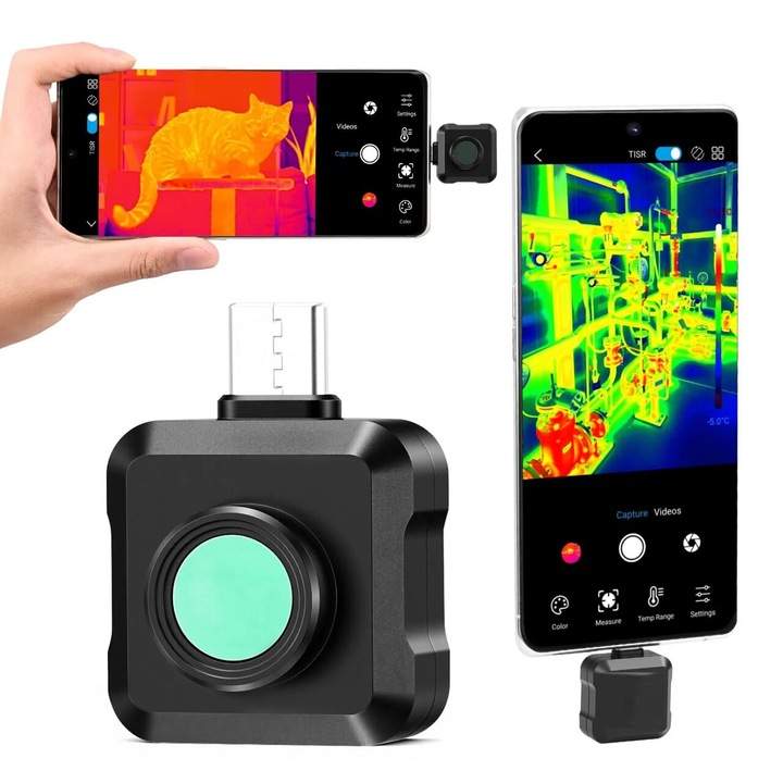 Cameră termoviziune Android, OMS, rezoluție TISR 512x384, temperatură -20C - 550C, 15 palete de culori, dimensiuni 26x20x36mm